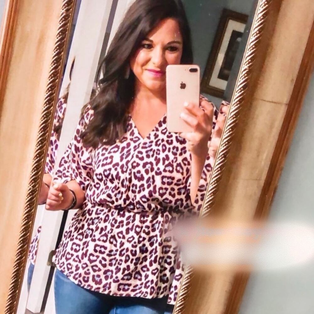 A NEW DAY • Pink | Purple Cheetah Leopard Animal Print Blouse Top